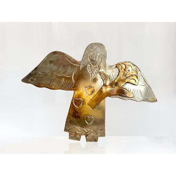 Artisan Made Guardian Angel Vintage 800 Dual Silver & Gold Toned Brooch - Picture 2 of 10